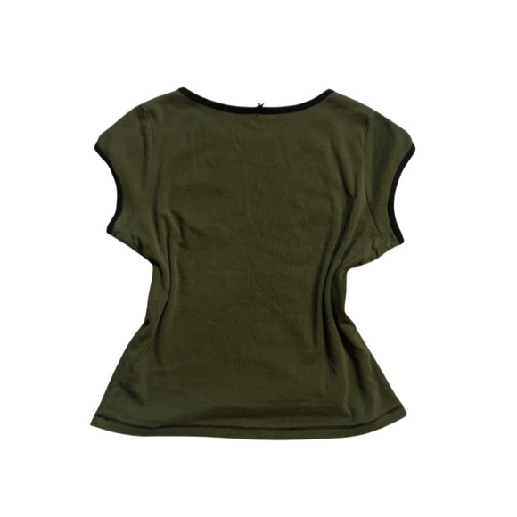Army green fitted tee/crop top - Picture 2 of 2